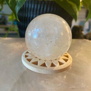 Clear Crystal Sphere with Rainbow Inclusions